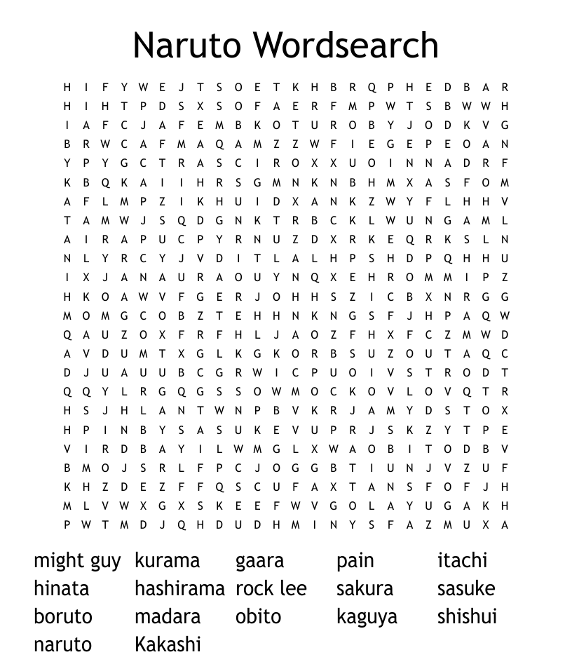 Naruto wordsearch