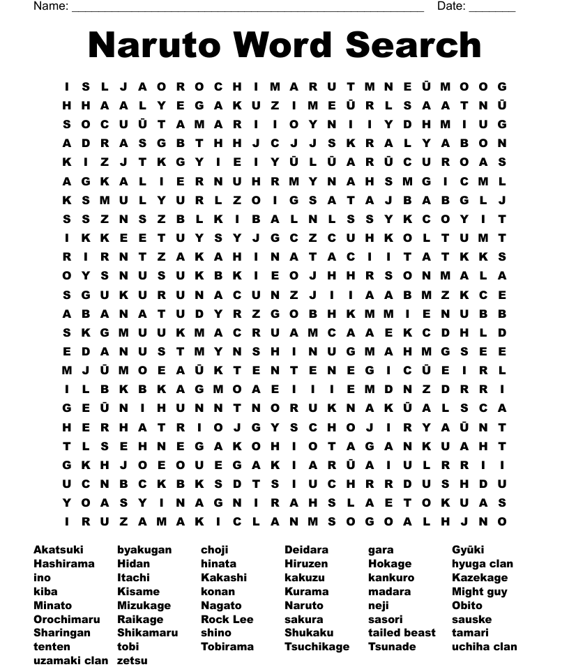 Naruto word search