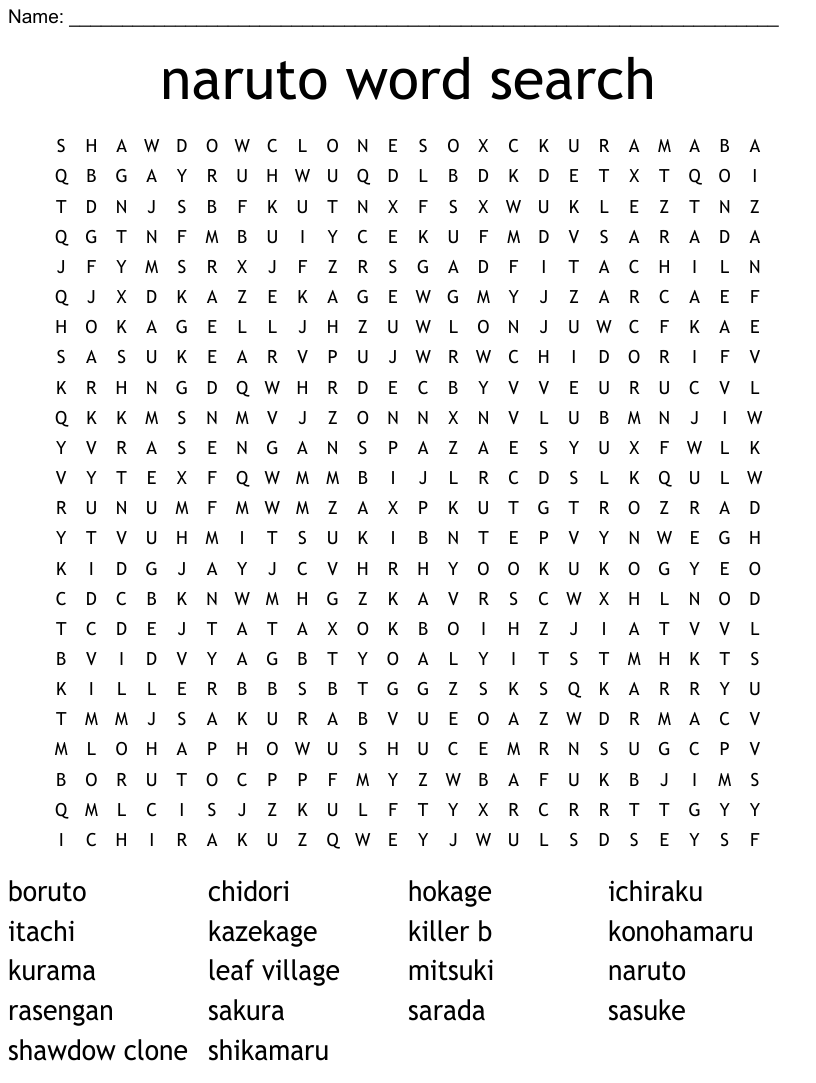 Naruto word search