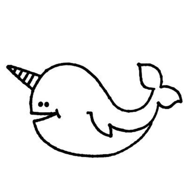 Very simple narwhal coloring page