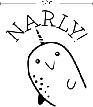 Gnarly narwhal stamp plus self inking teacher cute animal reward stamper small black narwhal themed imprint planner worksheet stamp office products