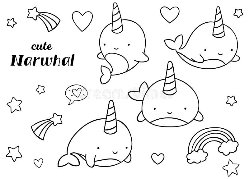 Drawn narwhal stock illustrations â drawn narwhal stock illustrations vectors clipart