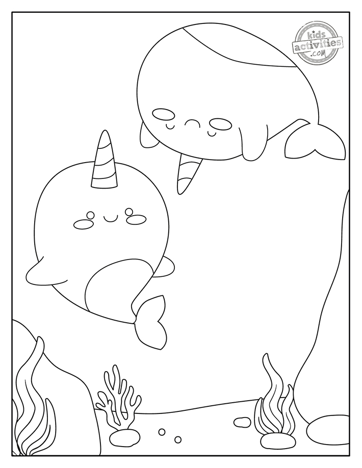 Free printable narwhal coloring pages kids activities blog