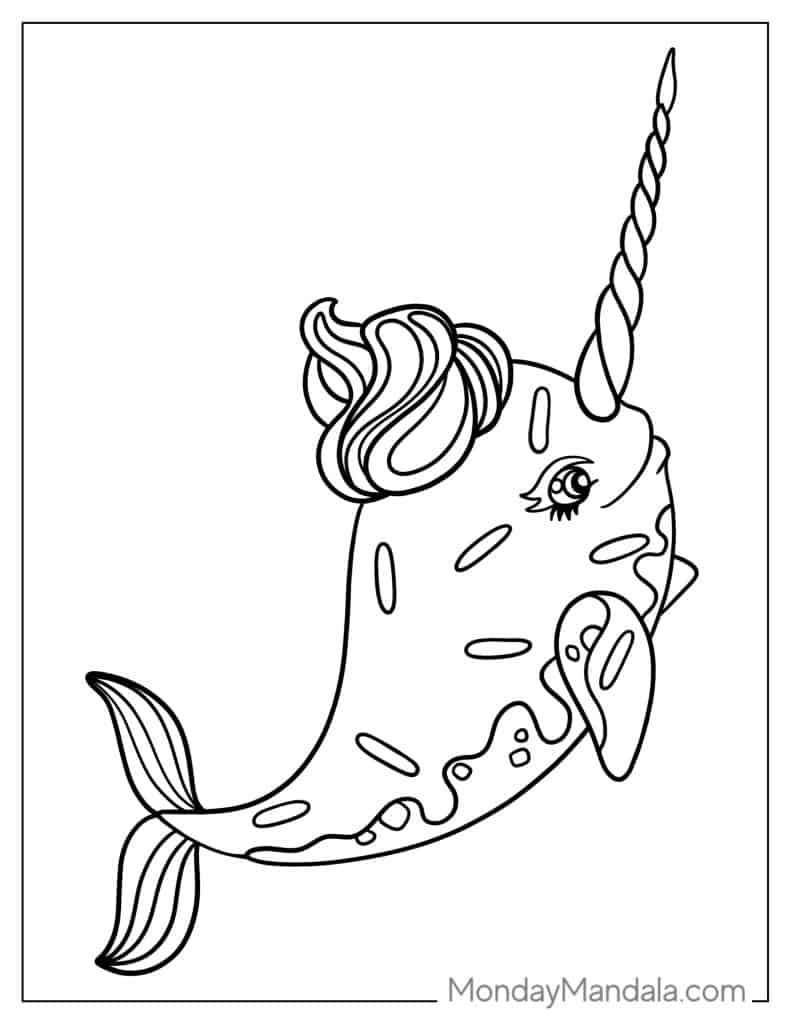 Narwhal coloring pages free pdf printables