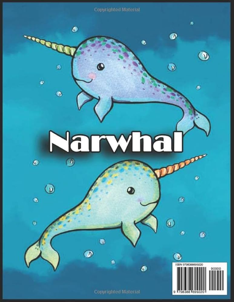 Narwhal coloring book over high quality pages narwhal designs help color your stress away with our fun and relaxing book karen browning d books