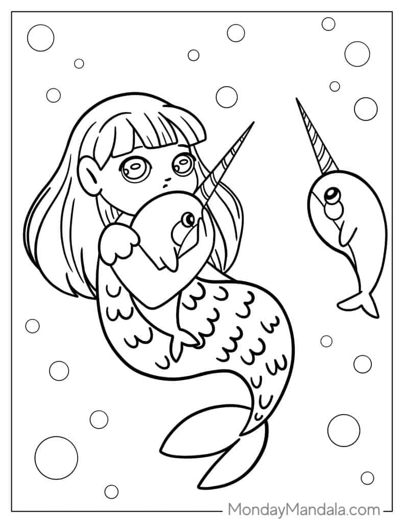 Narwhal coloring pages free pdf printables