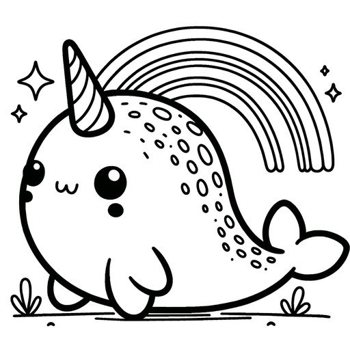 Cute narwhal coloring page