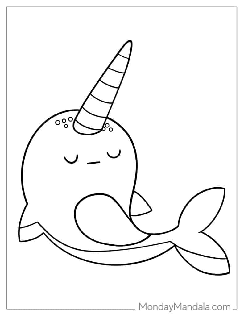 Narwhal coloring pages free pdf printables