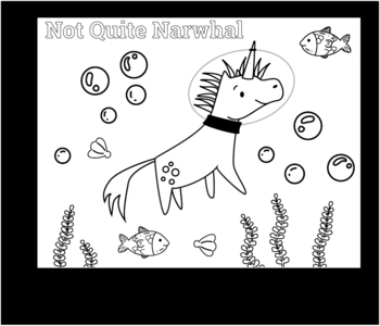 Not quite narwhal coloring page by p is for pre