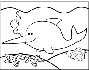 Cute narwhal coloring page