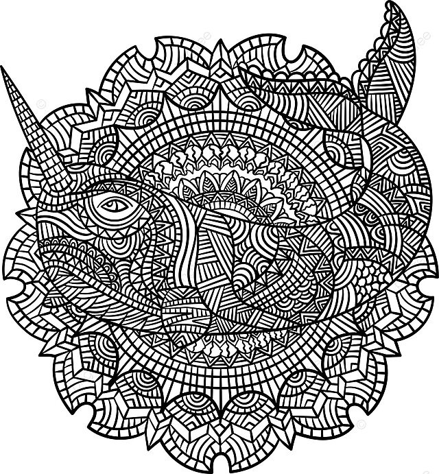 Narwhal mandala coloring pages for adults coloring page water fish vector fish drawing water drawing man drawing png and vector with transparent background for free download