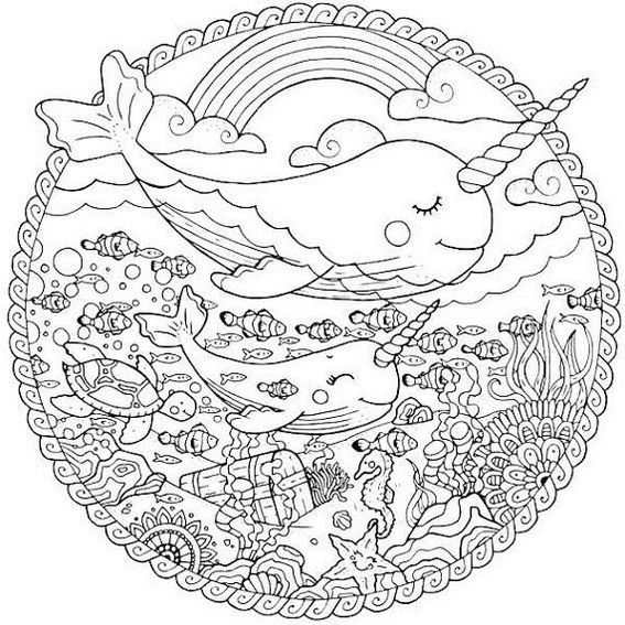 Narwhale stained glass coloring page ocean coloring pages animal coloring pages unicorn coloring pages