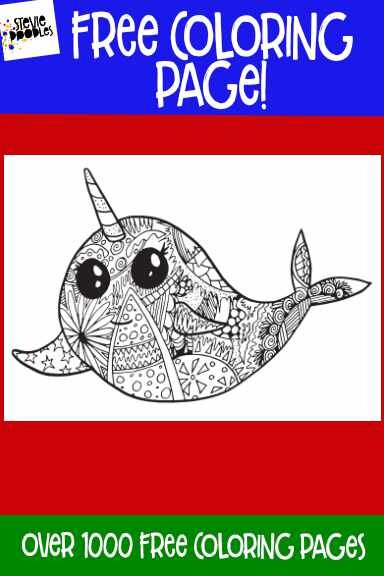 Narwhal free coloring page â stevie doodles