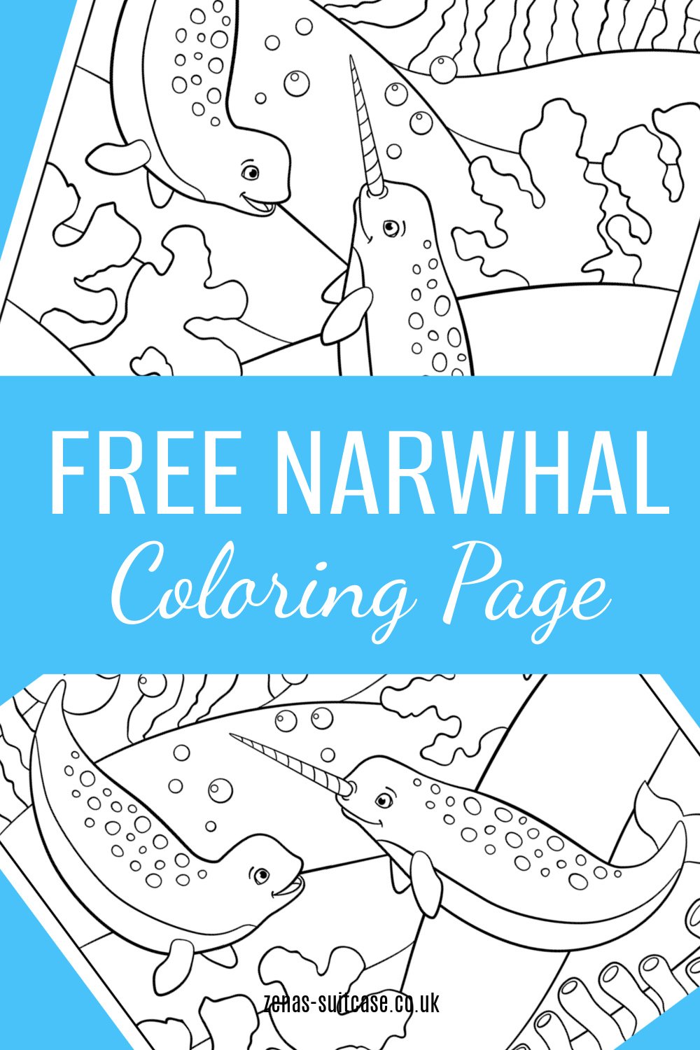 Free narwhal louring page printable