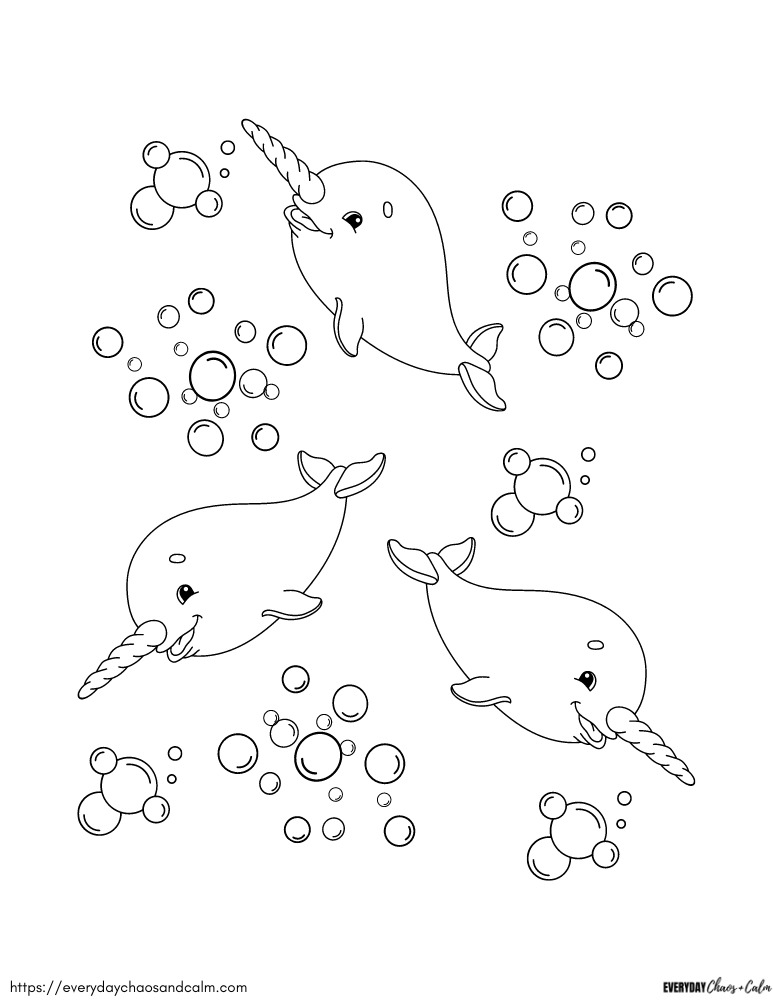 Free narwhal coloring pages for kids