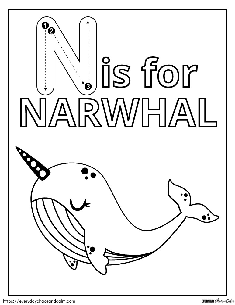 Free narwhal coloring pages for kids