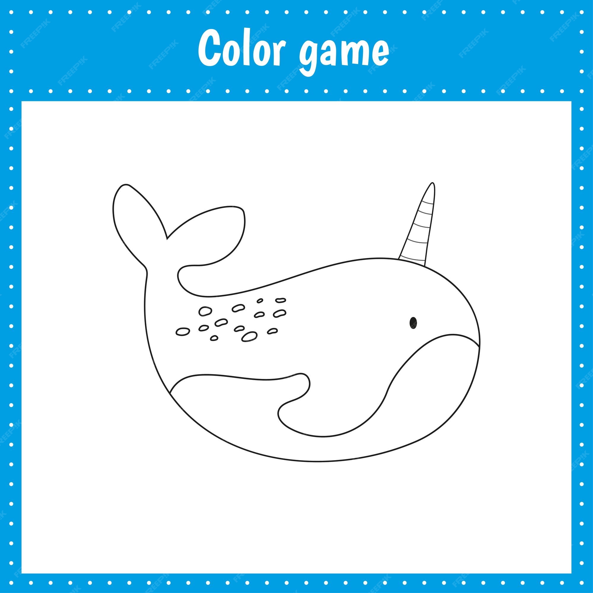 Premium vector coloring page of narwhal