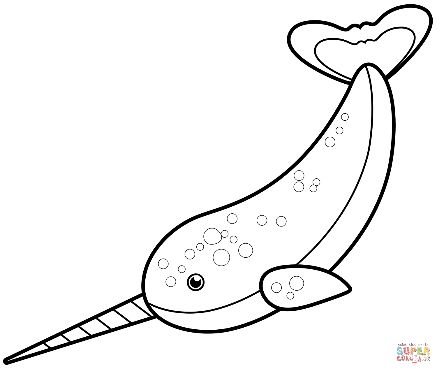 Cute narwhal coloring page free printable coloring pages