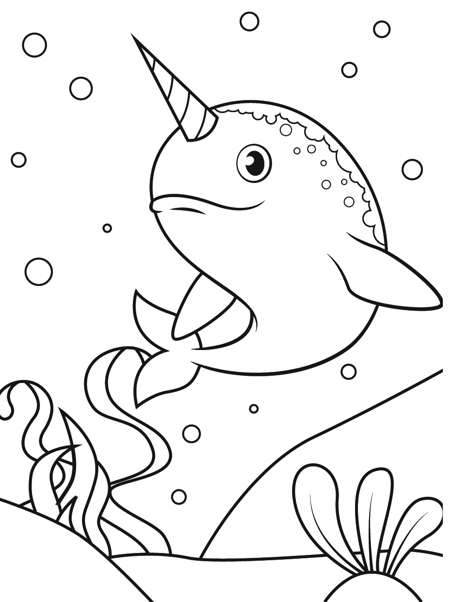 Narwhal coloring pages printable for free download