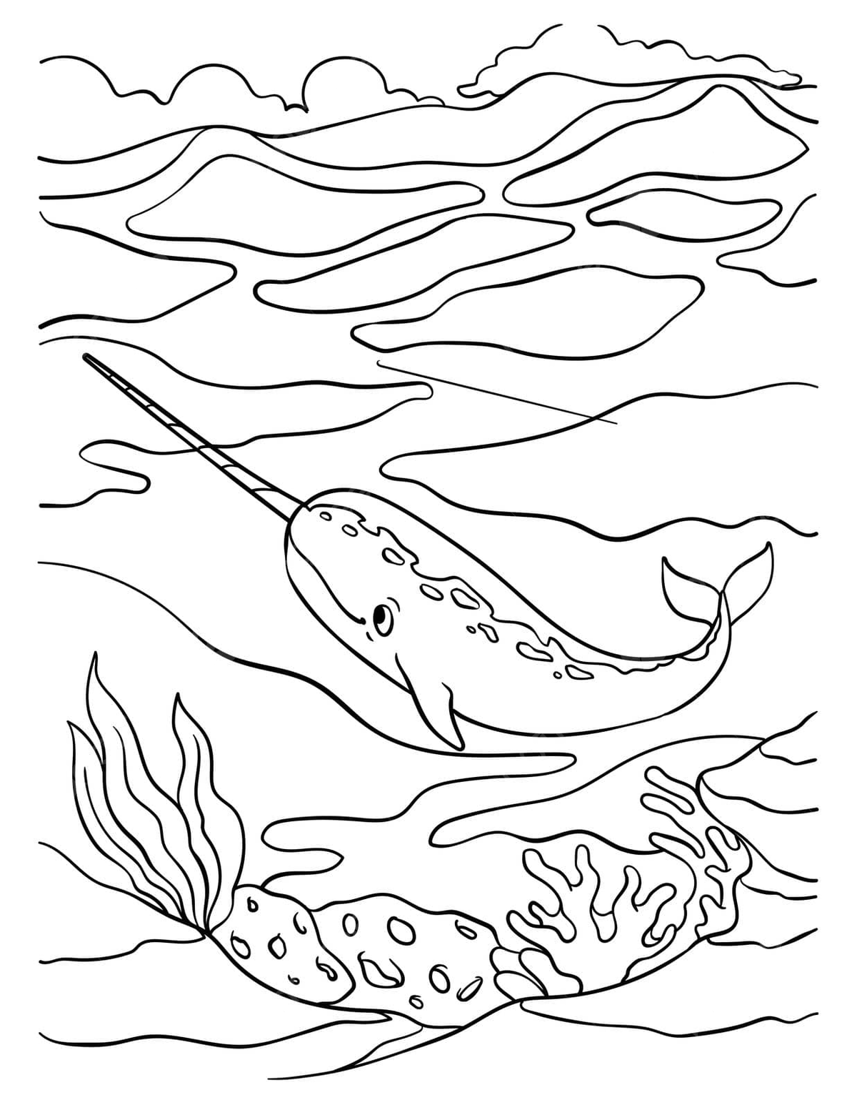 Narwhal coloring page for kids coloring kawaii narwhal outline vector kawaii drawing ring drawing kid drawing png and vector with transparent background for free download