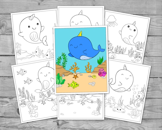 Printable narwhal coloring for kids narwhal ocean activity coloring pages kids coloring sheets