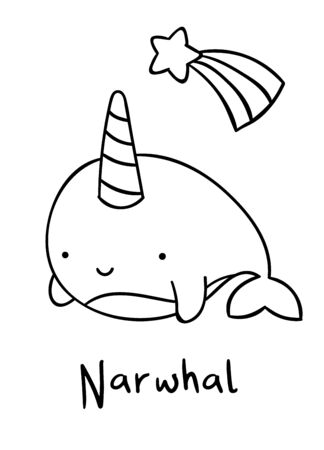 Narwhal coloring page cliparts stock vector and royalty free narwhal coloring page illustrations