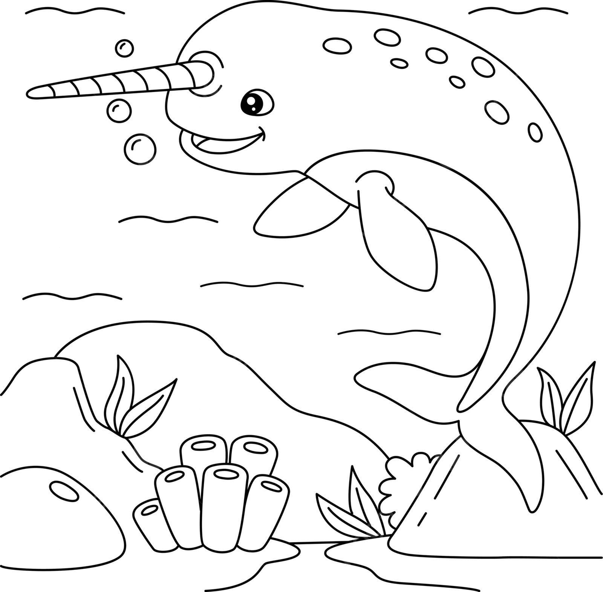 Narwhal coloring page for kids kawaii narwhal cute colouring book vector book drawing kawaii drawing ring drawing png and vector with transparent background for free download