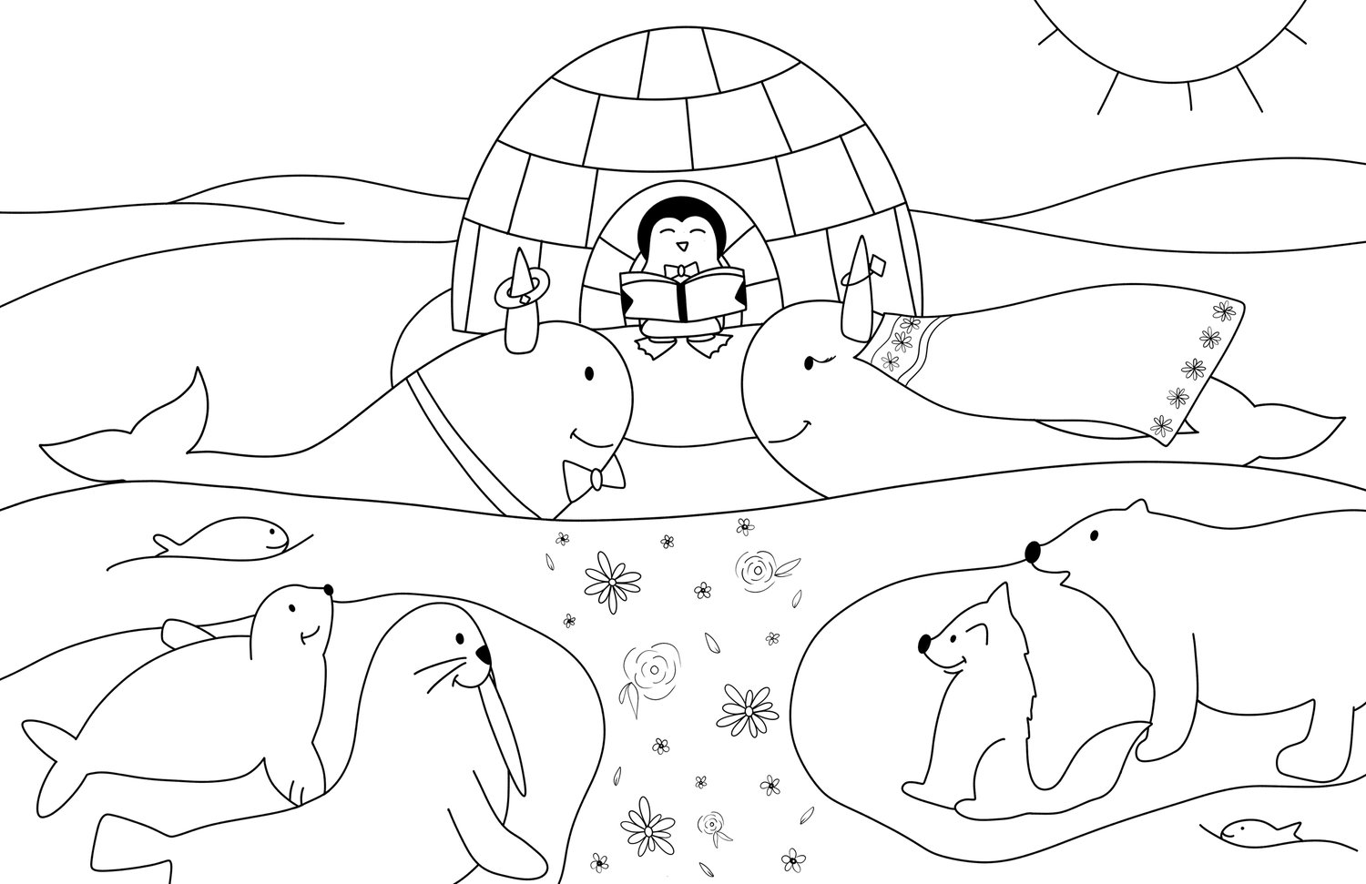 Narwhal wedding loring page bg digital â the doodle shop