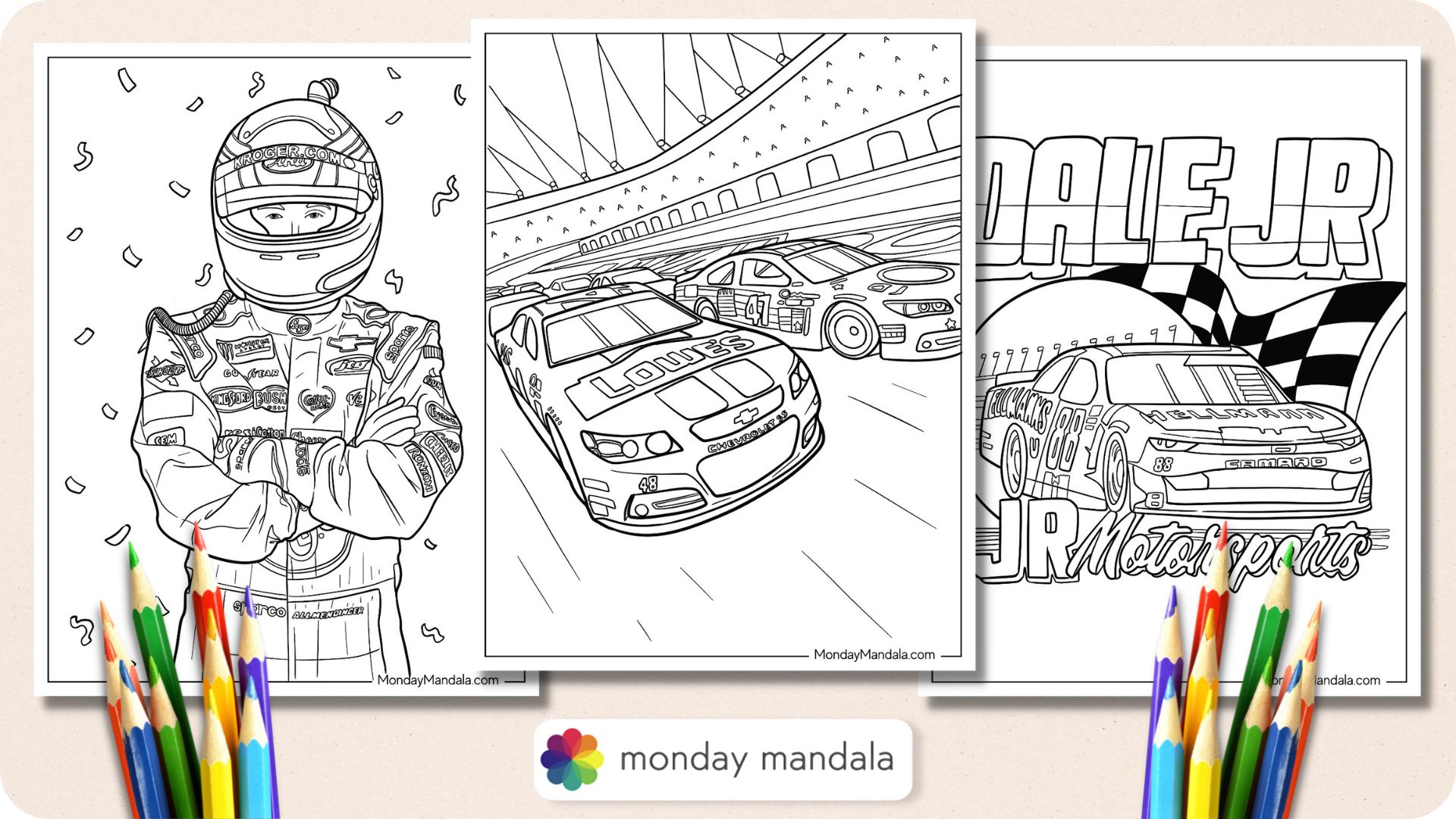 Nascar coloring pages free pdf printables