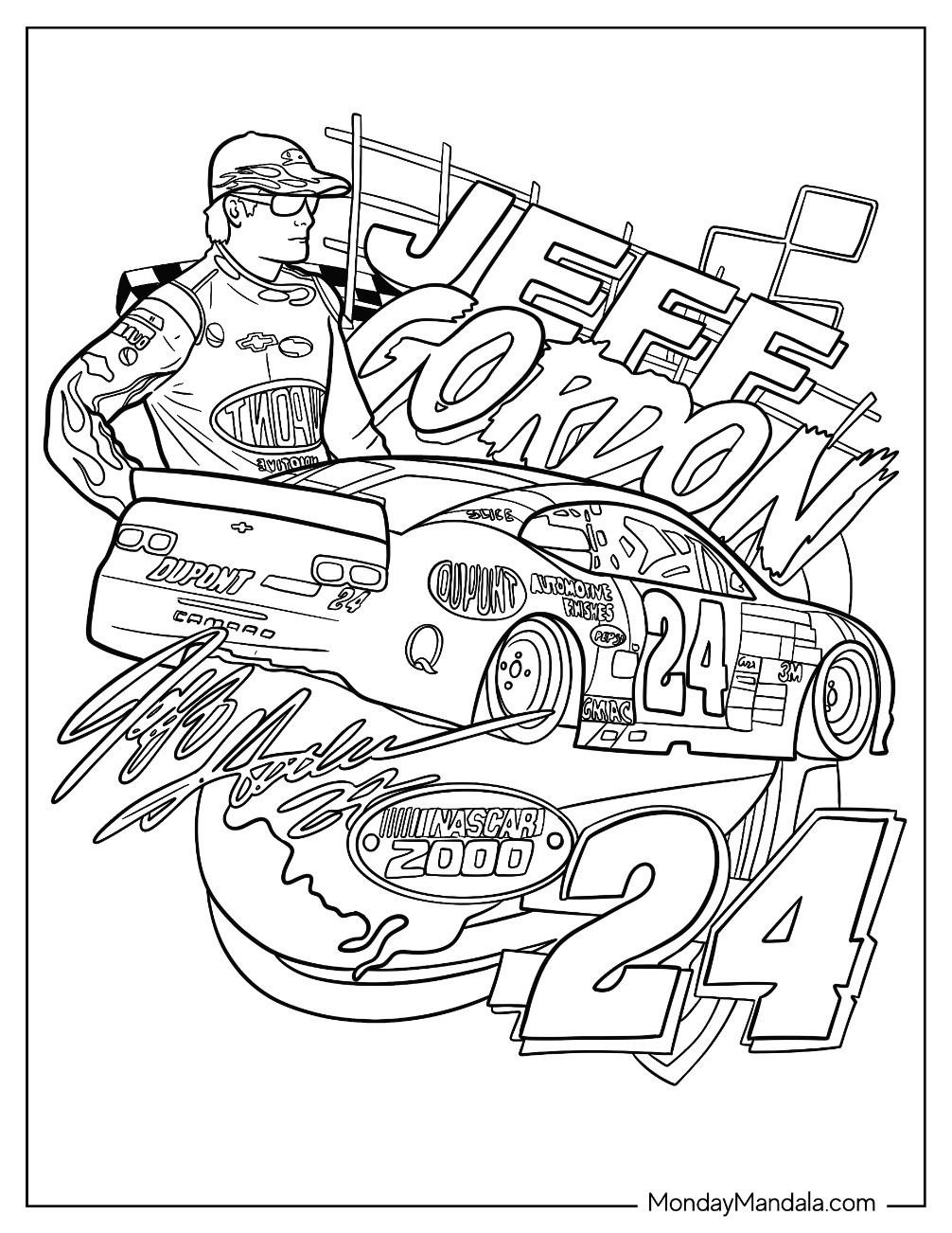 Nascar coloring pages free pdf printables