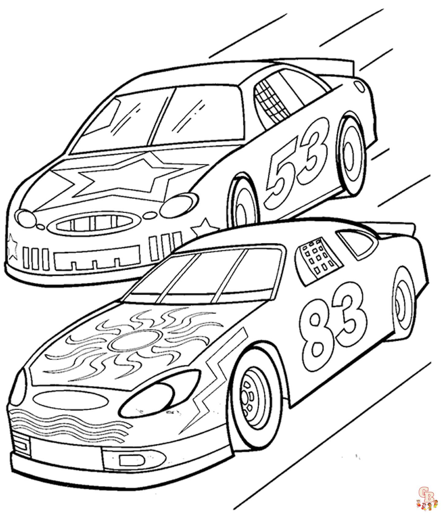 Racing car coloring pages