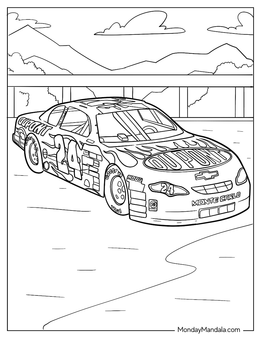 Nascar coloring pages free pdf printables