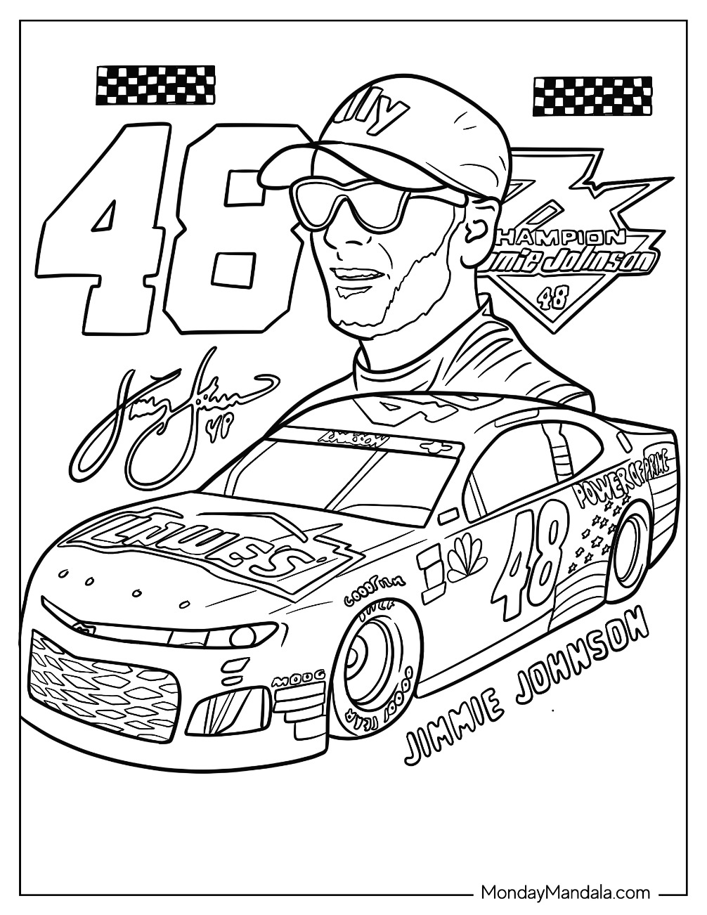 Nascar coloring pages free pdf printables