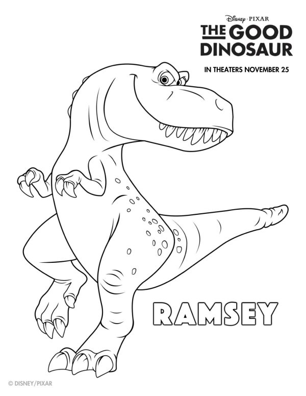 Disney the good dinosaur free printable ramsey coloring page