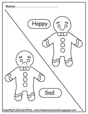 Gingerbread man len opposites for kids