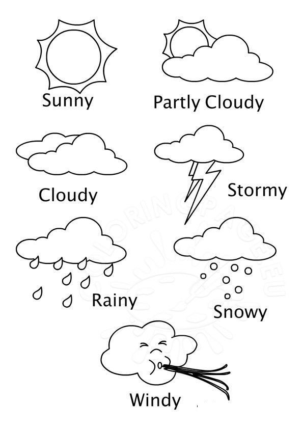 Weather coloring page for kids weather activities preschool english activities for kids english lessons for kids