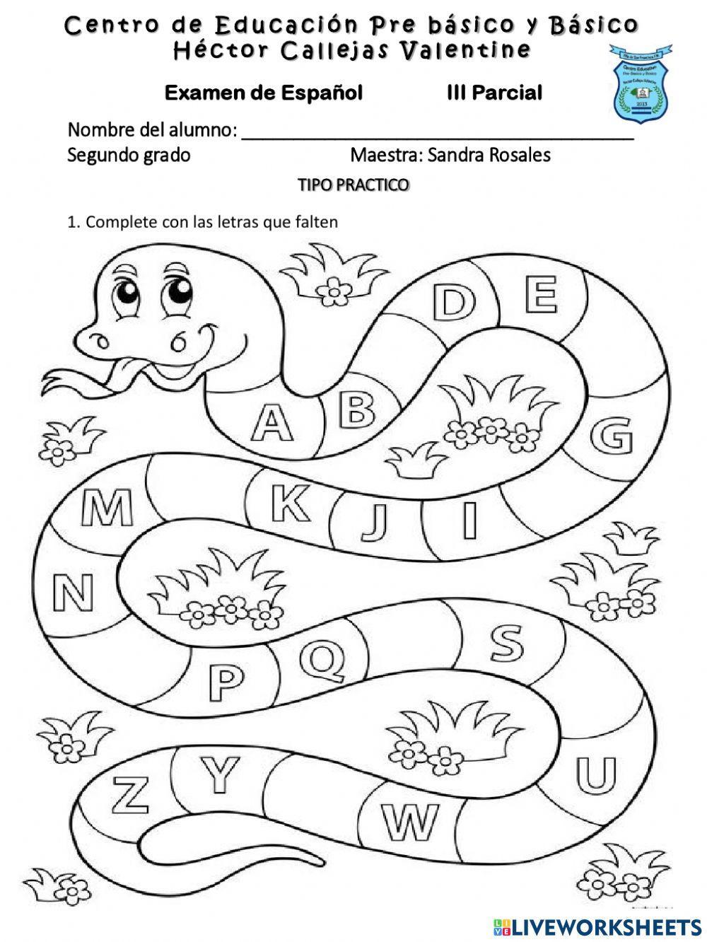 Examen espaãol free online worksheet live worksheets