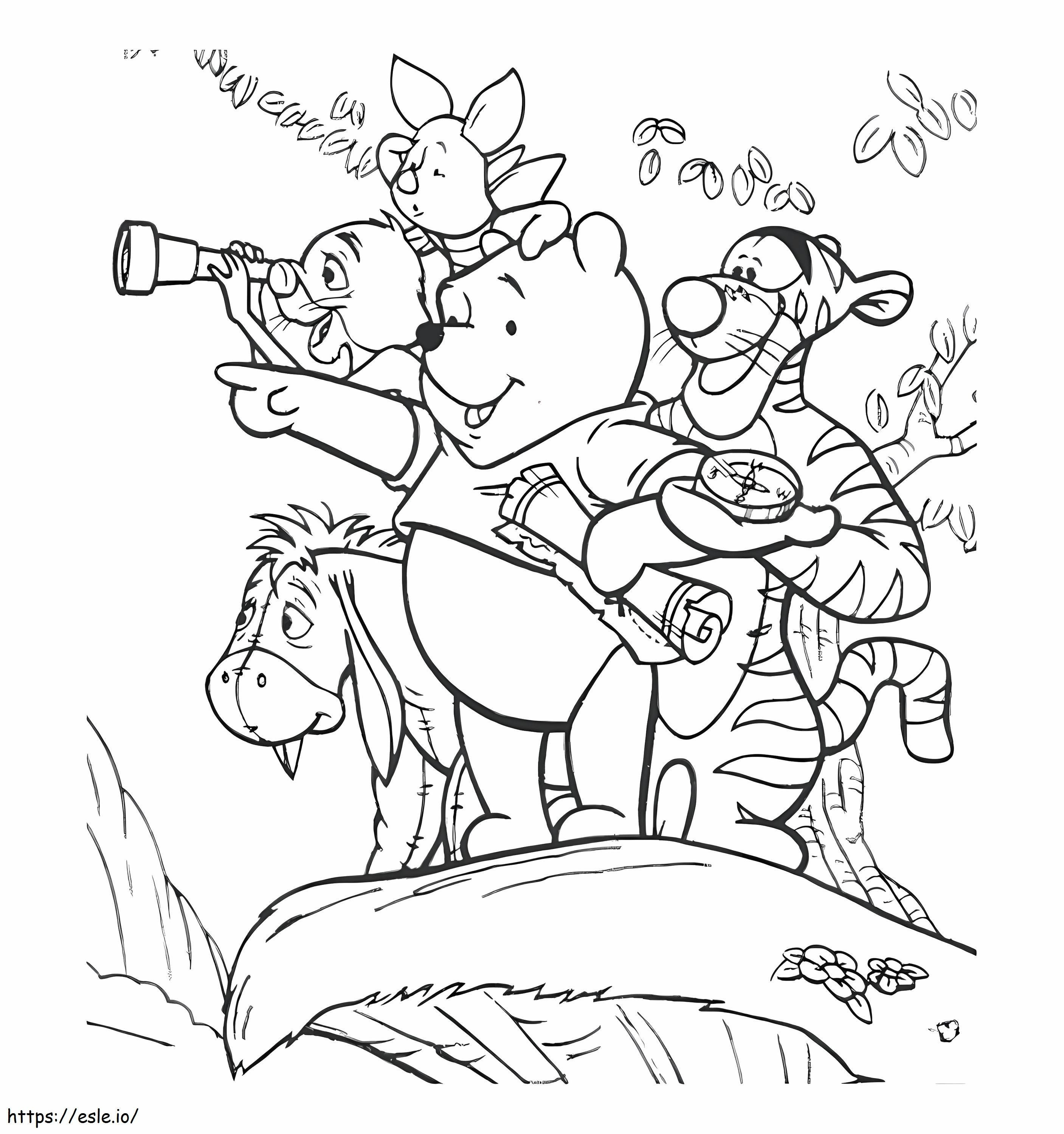 Basic winnie the pooh and friends coloring page