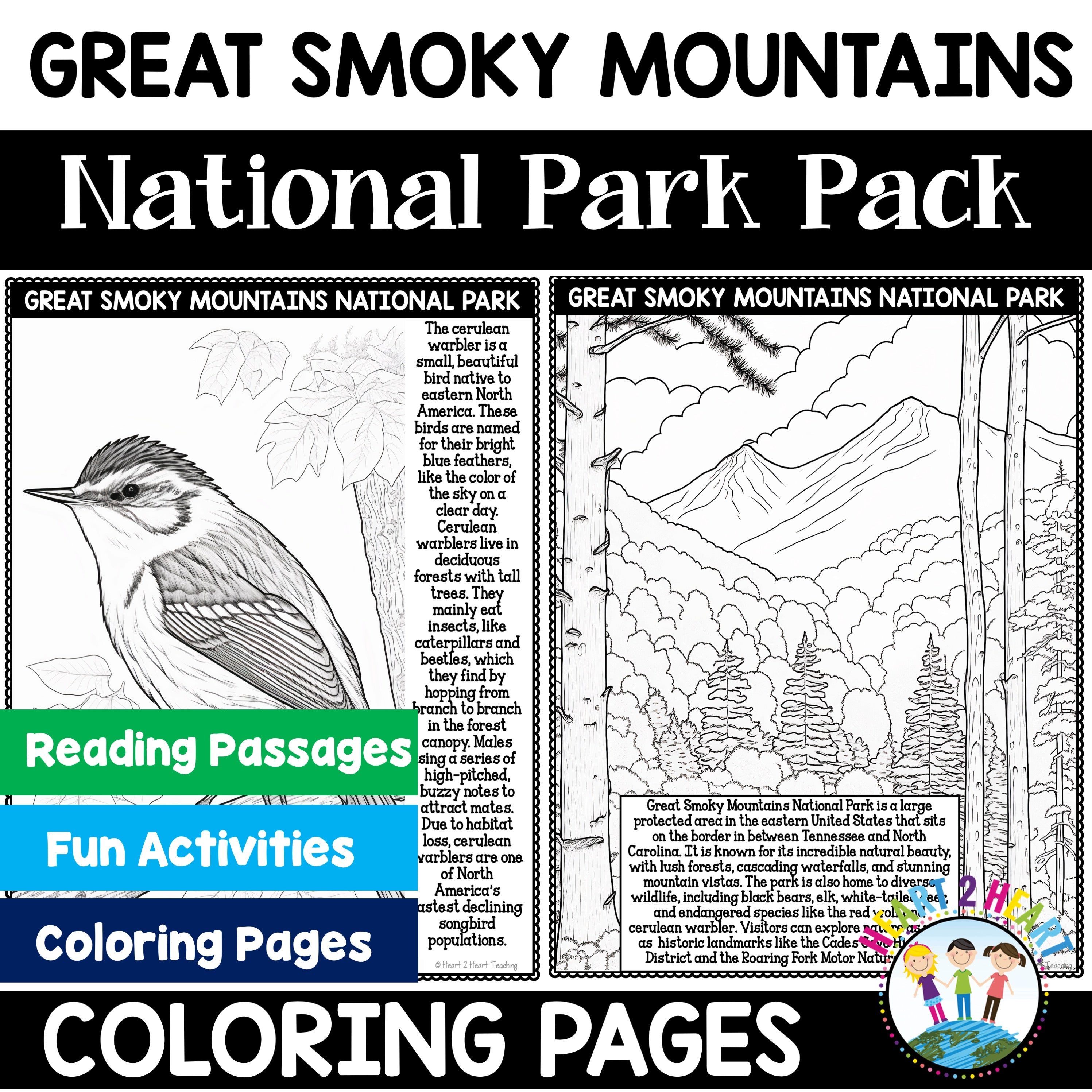 Great smoky mountains national park coloring pages â heart heart teaching