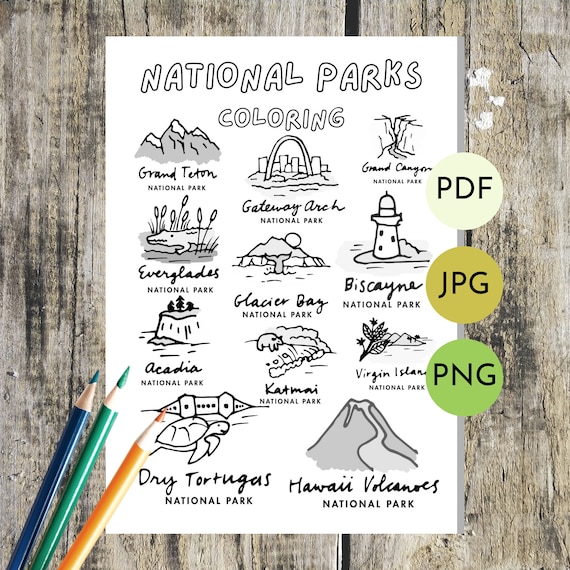 National parks coloring page nps color sheet for kids activities homeschool download printable illustration travel adventure boredom buster