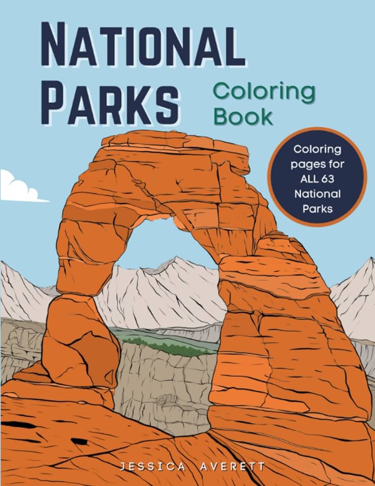 National parks loring book detailed loring pages of all national parks in the united states averett jessica books