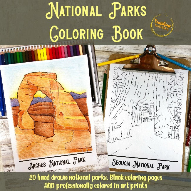 National parks coloring book and fine art prints â sunshine whispers