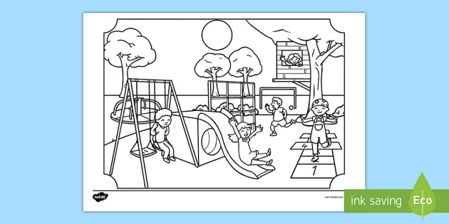 At the park colouring page teacher made