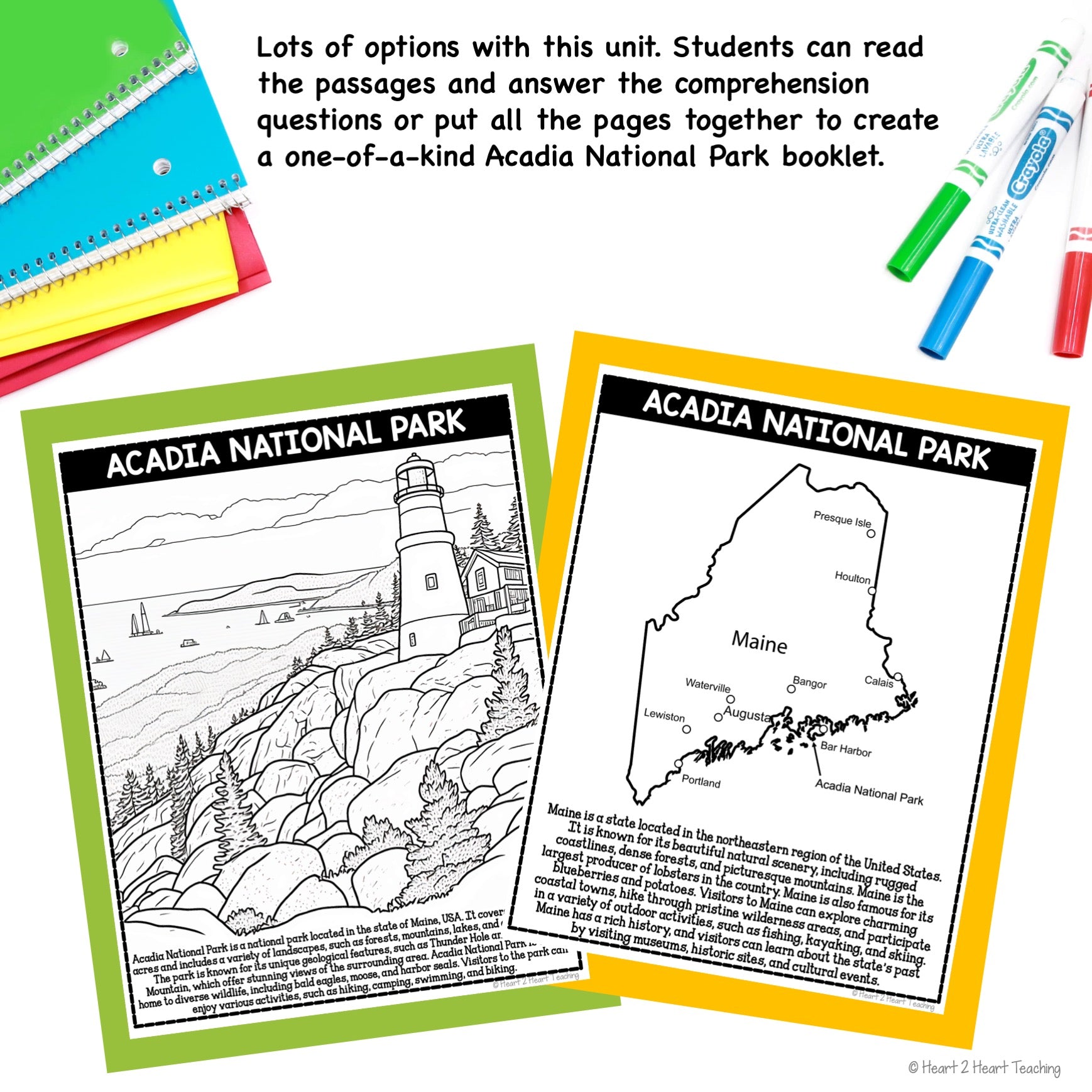 Acadia national park coloring pages â heart heart teaching