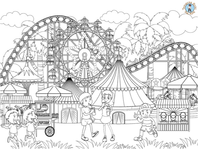 Fun park coloring page