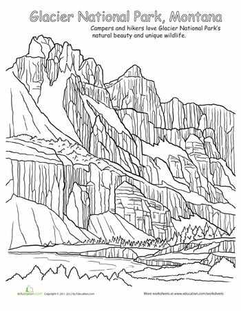 Glacier national park coloring pages national parks glacier national park