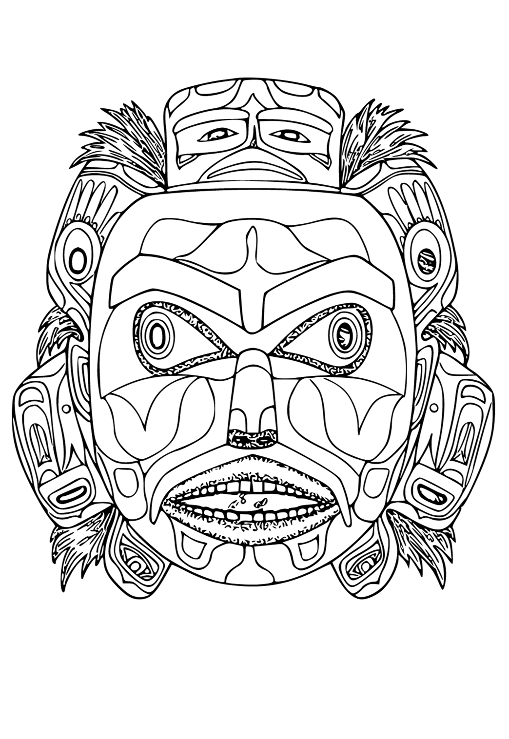 Free printable native american mask coloring page for adults and kids