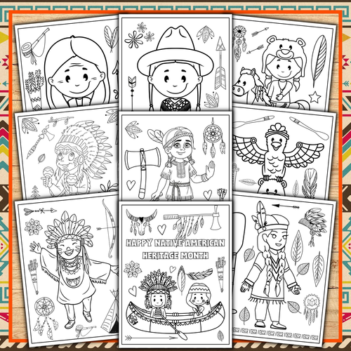 Native american heritage month coloring pages november activities