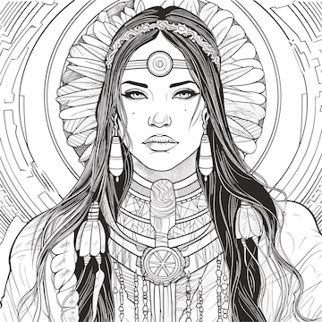 Premium vector sketch hand drawn single line art coloring page line drawing native women day