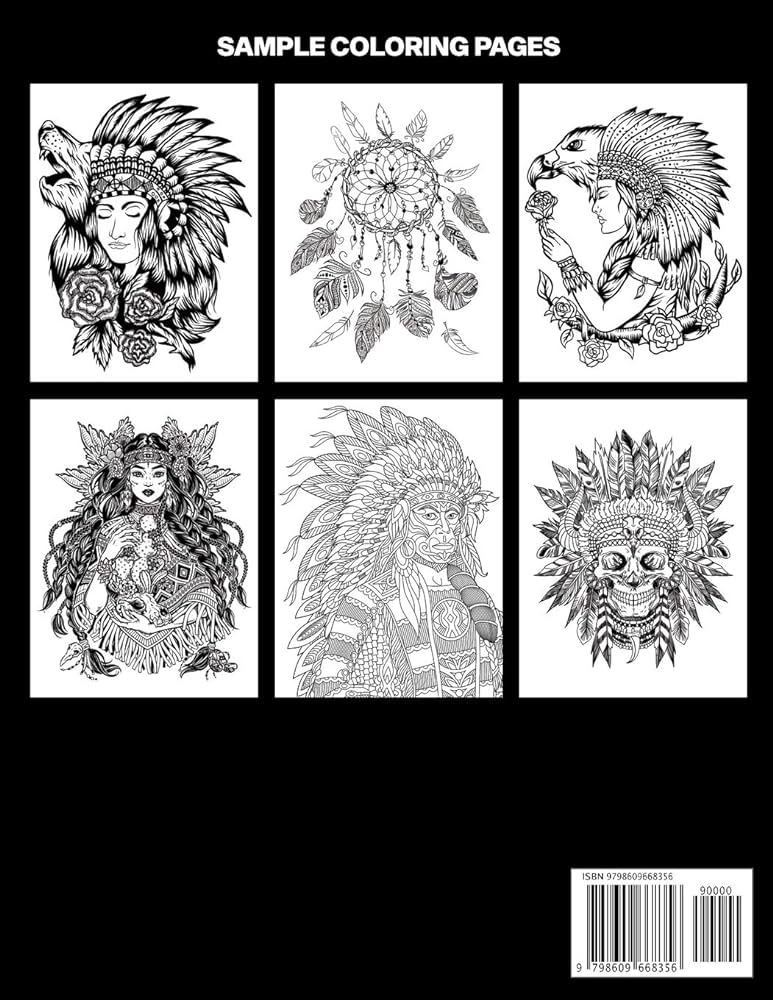 Native american coloring book adult coloring book inspired by native american indian style and culture professional illustrations for stress relief and relaxation adult coloring pages publications northwest books